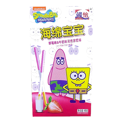 Spongebob Coated Stick Strawberry & Milk 36 x 48g