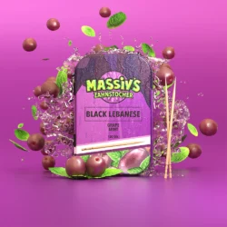 Zahnstocher mit Geschmack - BLACK LEBANESE - Grape Mint 10 x 1 Metalldose im Display