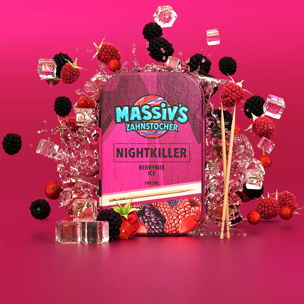 Zahnstocher mit Geschmack - NIGHTKILLER - Berrymix Ice 10 x 1 Metalldose im Display