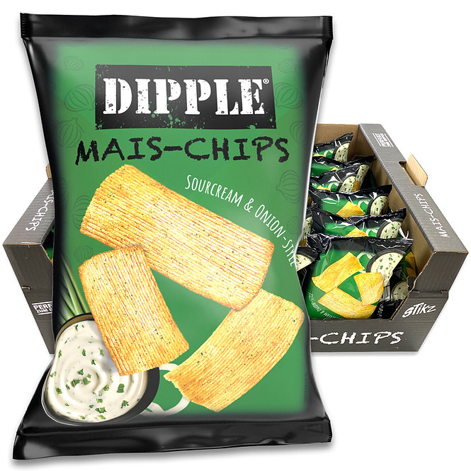 Dipple Mais Chips Sour Cream & Onion 26 x 90g